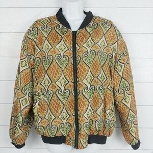 BOGARI Vintage Silk Print Bomber Jacket Size L